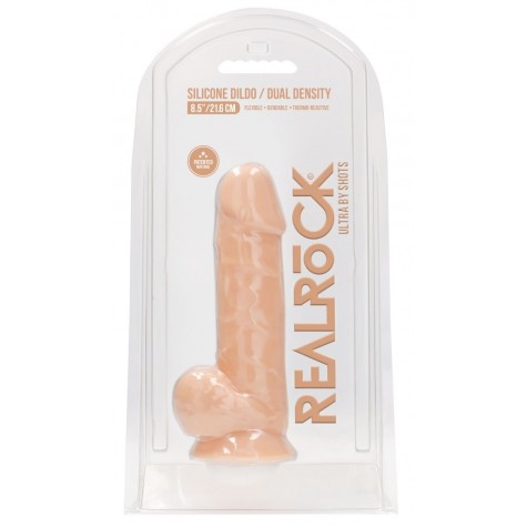 Телесный фаллоимитатор Silicone Dildo With Balls - 21,6 см.