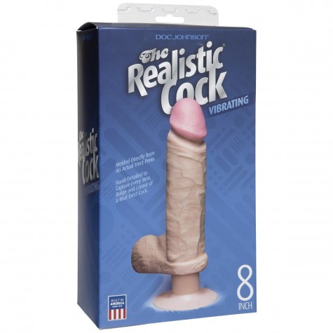 Вибромассажер реалистичной формы The Realistic Cock Vibrating 8” - 23,6 см.