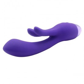 Фиолетовый вибратор INDULGENCE Rechargeable Frolic Bunny - 18,7 см.