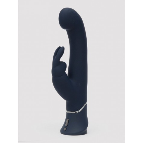 Темно-синий вибратор-кролик Greedy Girl Real-Feel Rabbit Vibrator - 25,4 см.