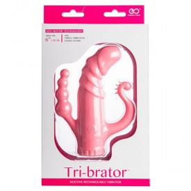 Розовый G-стимулятор с дополнительными отростками TRI-BRATOR - 15 см.